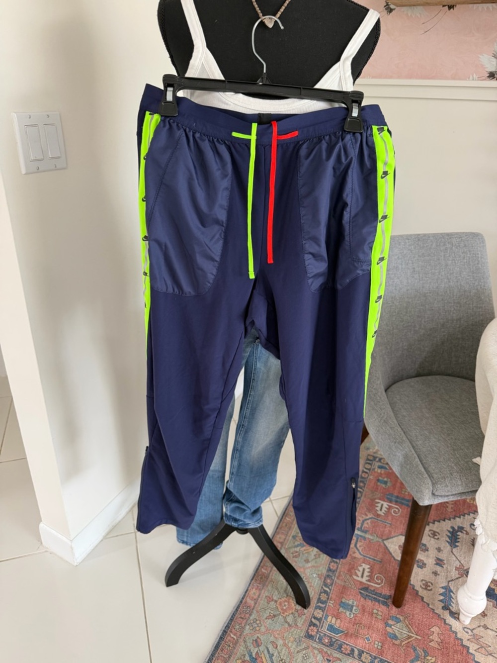 Nike Tech Power Phenom Long Reflective Pants Blue Size L CJ0741-498 Dry Fit